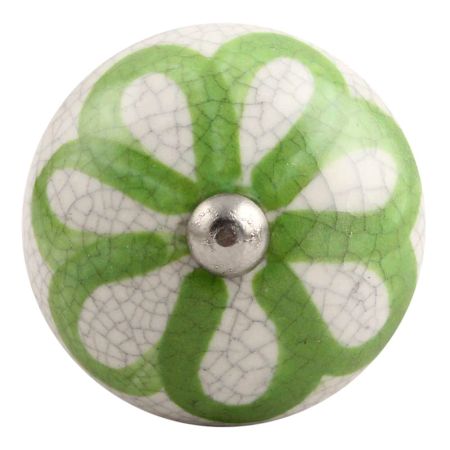 Lime Green Floral Crackle Ceramic Wine Stopper